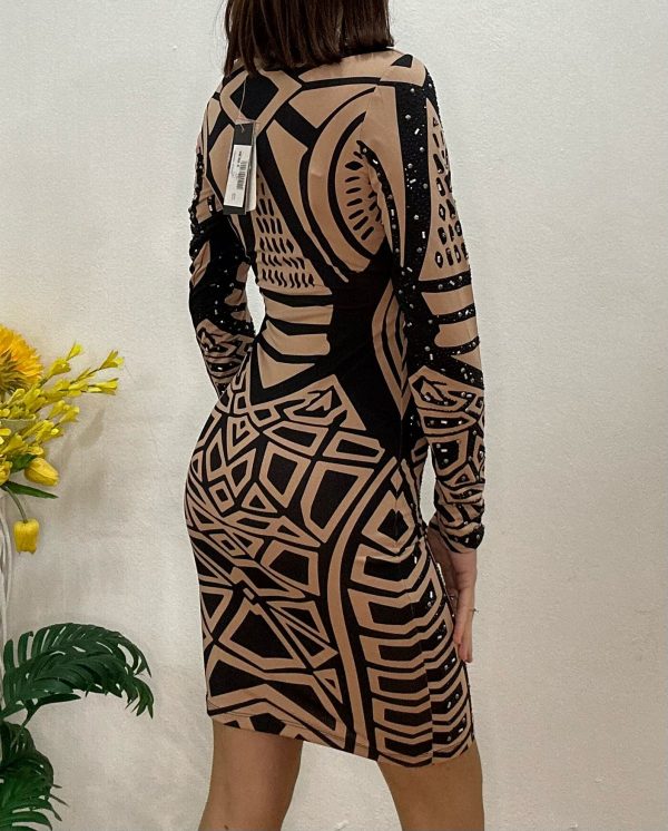 Vestido con figuras geométricas beige - Imagen 3